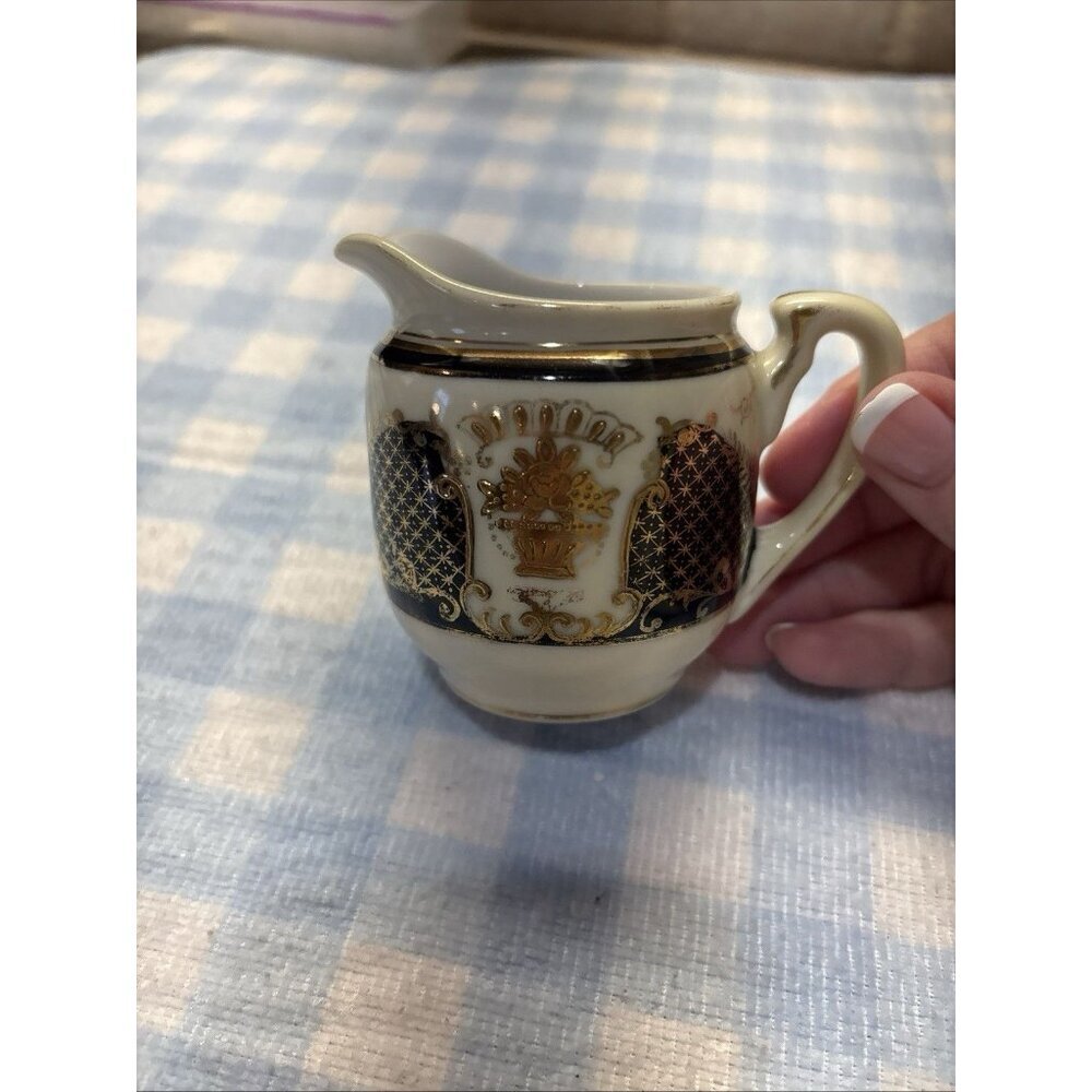 Noritake Demitasse Creamer Black Gold Circa 1920's Hand painted Antique